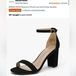 Dream Pairs Black Chunky Heel Sandals